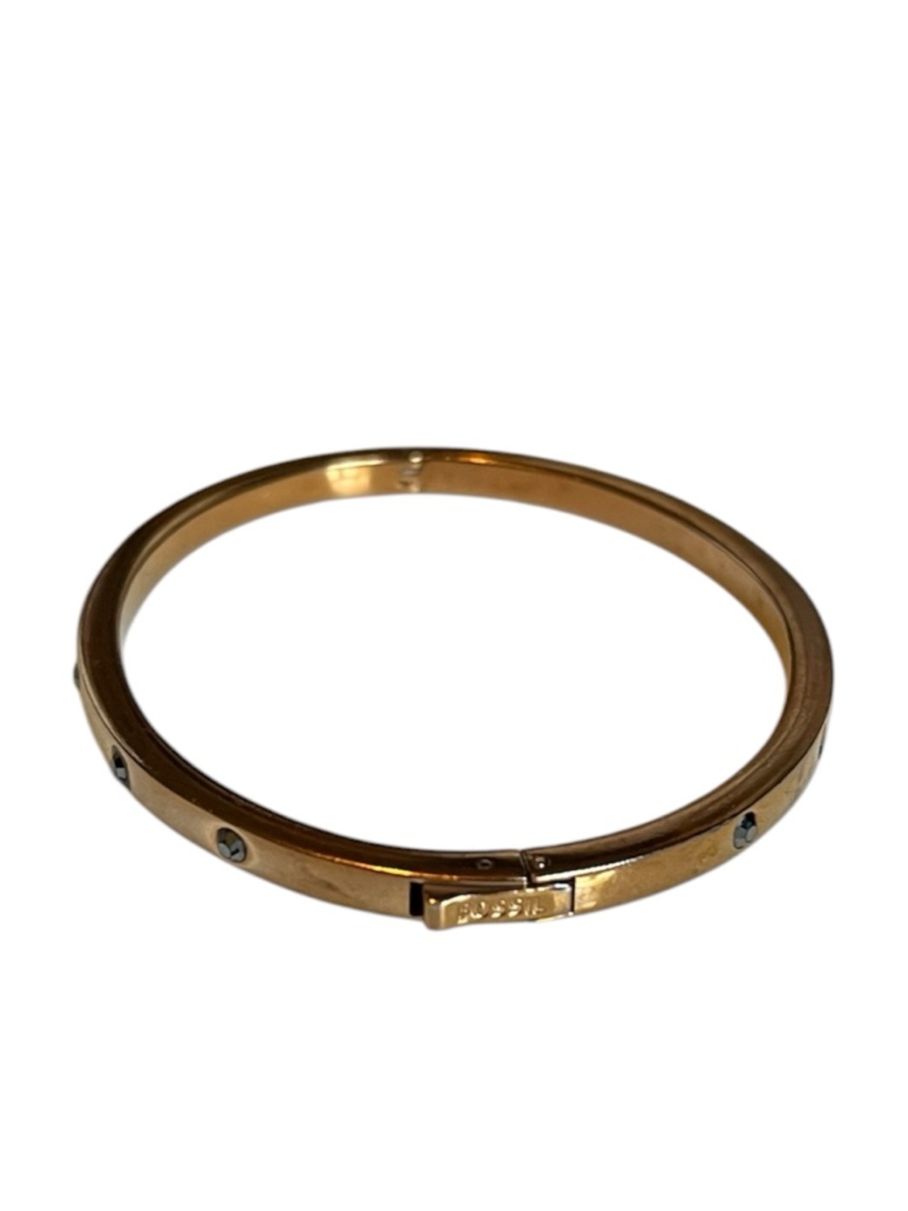🍭5 for $20🍭 FOSSIL Gold Tone Crystal Clasp Bangle Bracelet CC - Picture 7 of 7
